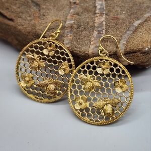 Johnny Was Jewelry Busy Bee Earrings 14K Gold plated Lightweight Earrings